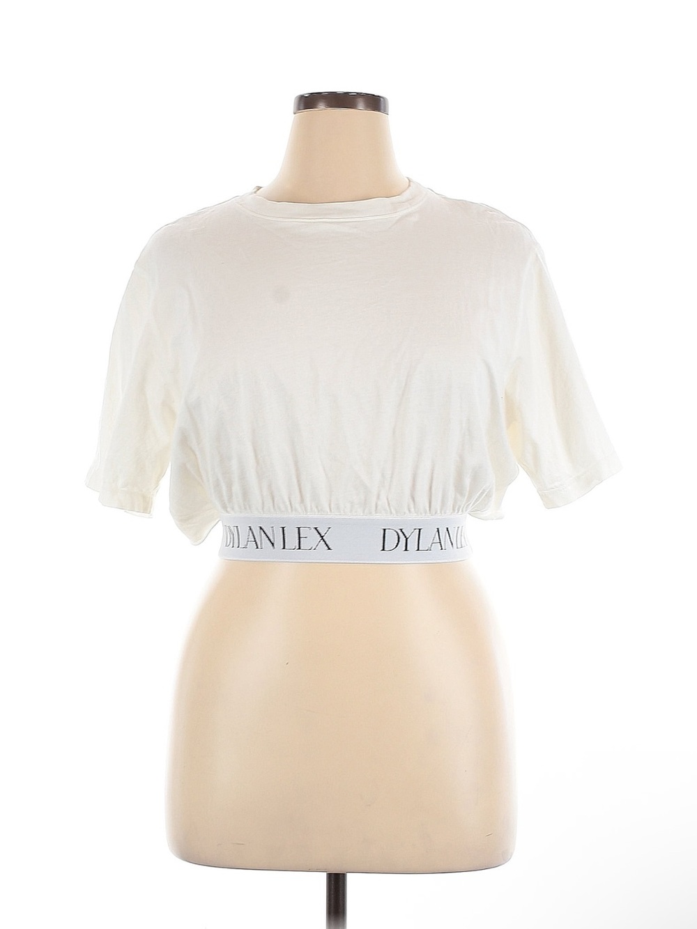 Dylan Lex White Cropped Tee w Crystal Tie Belt